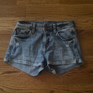 Arizona Jean Company Women's Frayed Denim Shorts - Blue